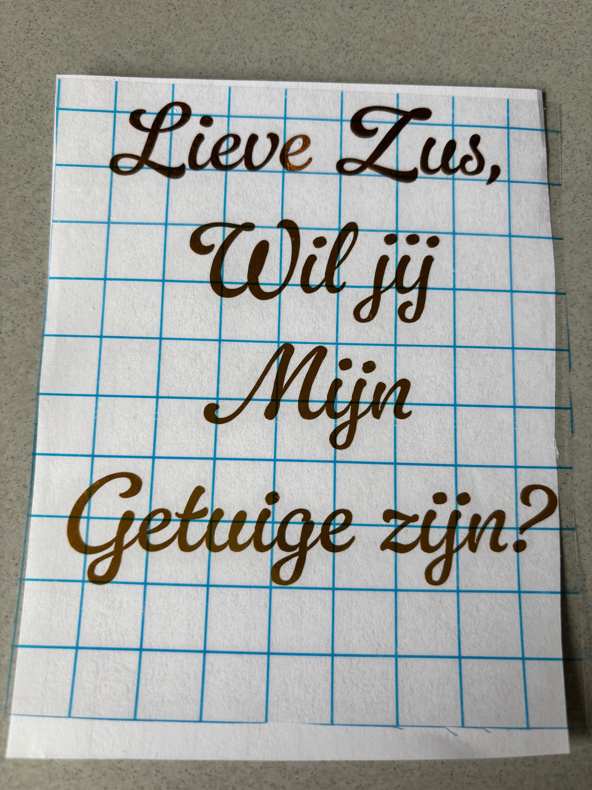 Sticker champagnefles – “Lieve zus, wil jij mijn getuige zijn?” ByMVcrafts